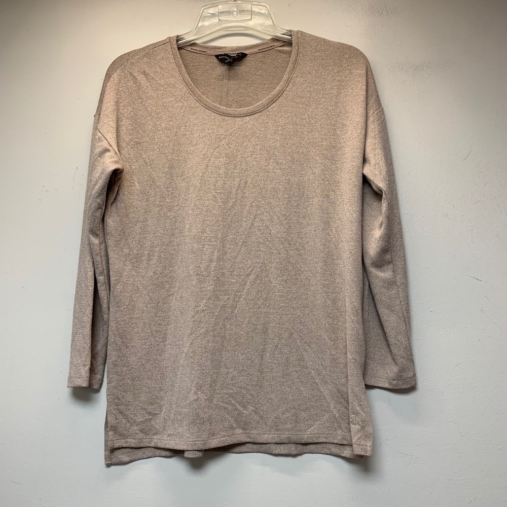 Banana Republic Knit Top Womens S Tan Excellent Long Sleeve Drop Shoulder Slits
